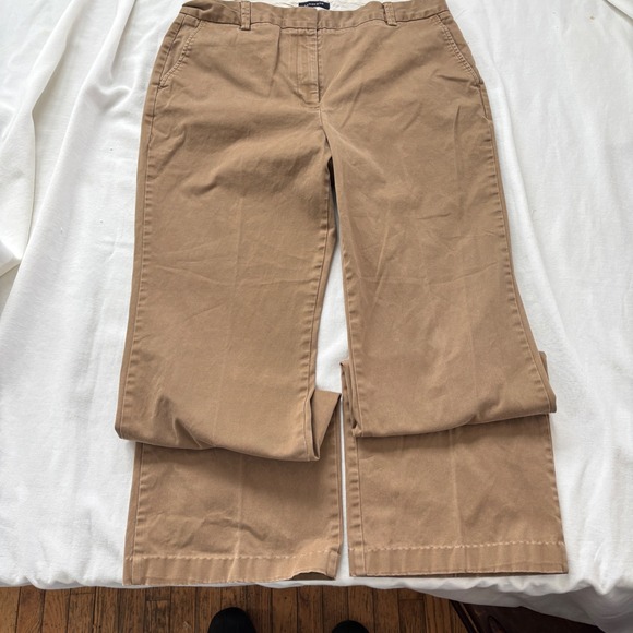 Lands' End Pants - Lands End Fit 2 Womens 12T Brown Chino Pants Wide Leg Cotton Stretch 421914